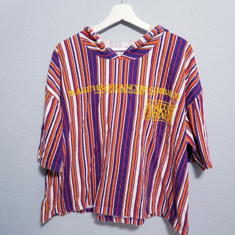 Vintage 90's retro colorful Francois Girbaud stripe hoodie shirt